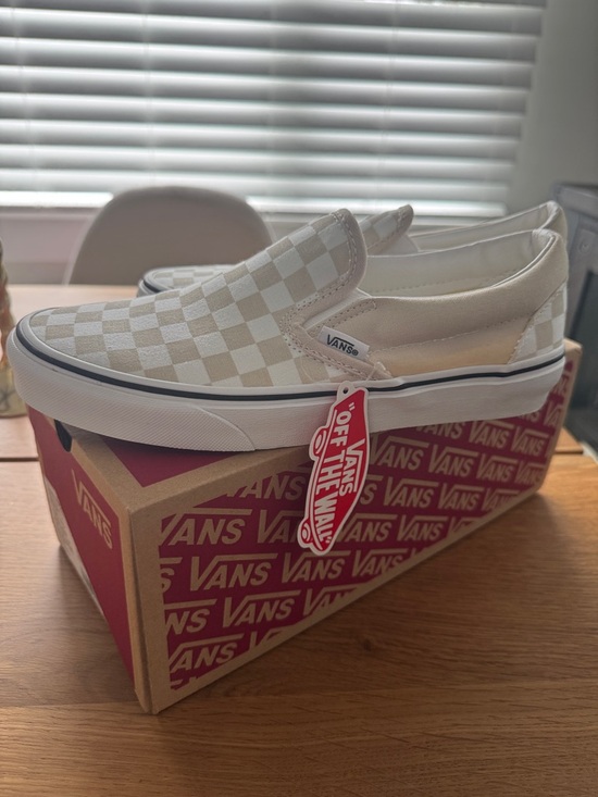Vans Shoes - Vans Checkerboard Slip-On in Cream and White